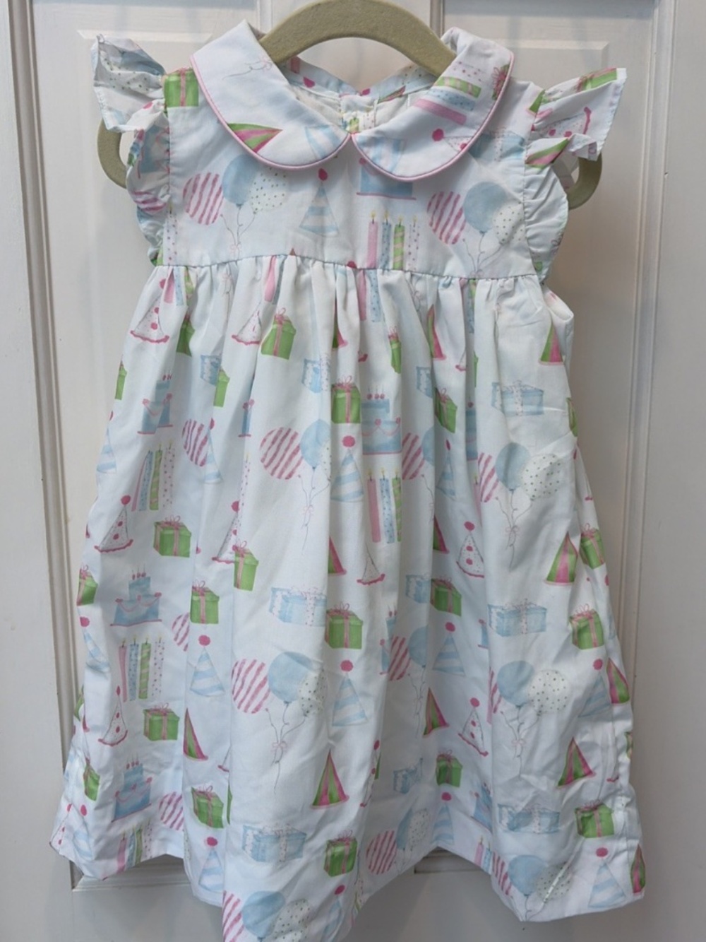 Eliza James Kids 2T Peter Pan Collar Birthday Theme Dress Flutter Sleeve Lined